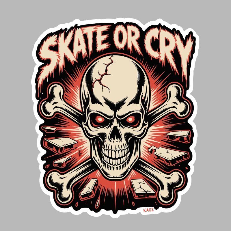 Skate- oder Cry-Skull-Tee-Design
