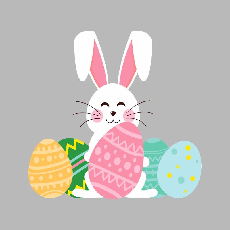 Pastel Easter Bunny with Eggs