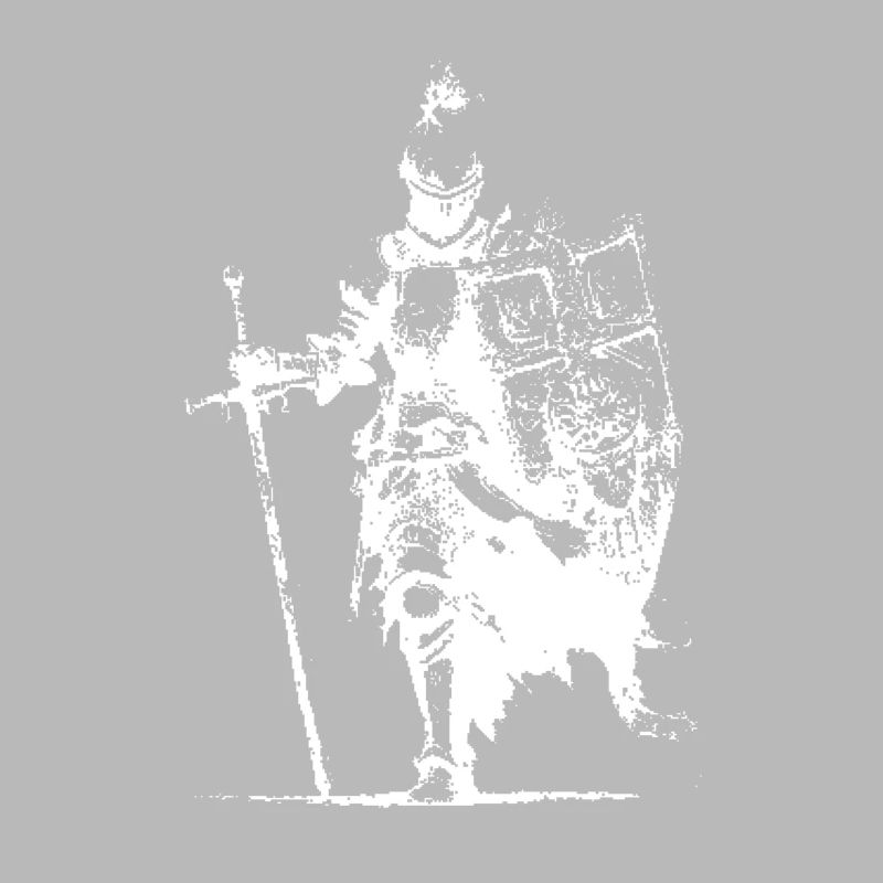 Silhouette de chevalier avec bannière et épée
