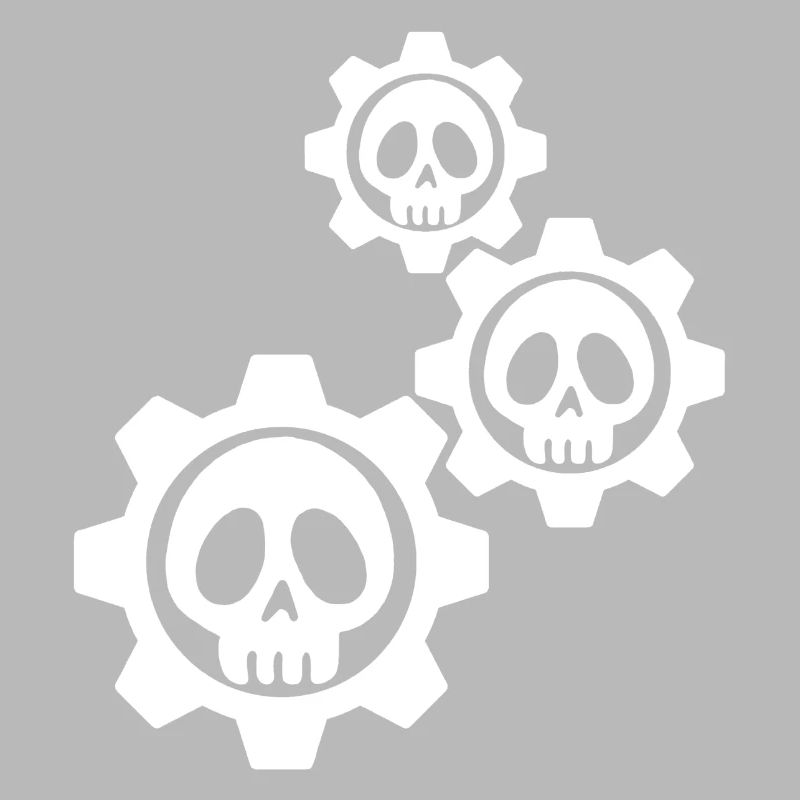 White skulls and gears