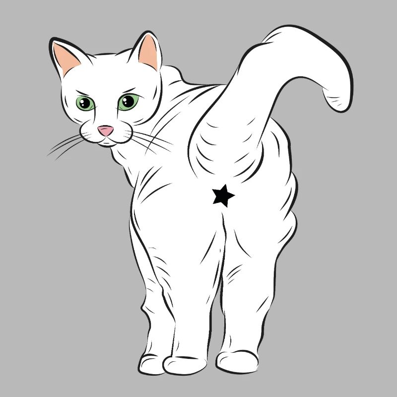 White Cat with Star Logo