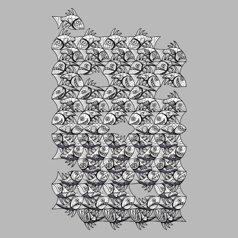 Repeated monochrome fish
