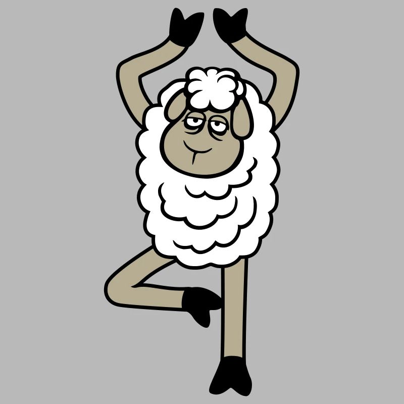 Schaf Müde Erschöpft Traurig Yoga Baum Pose Comic
