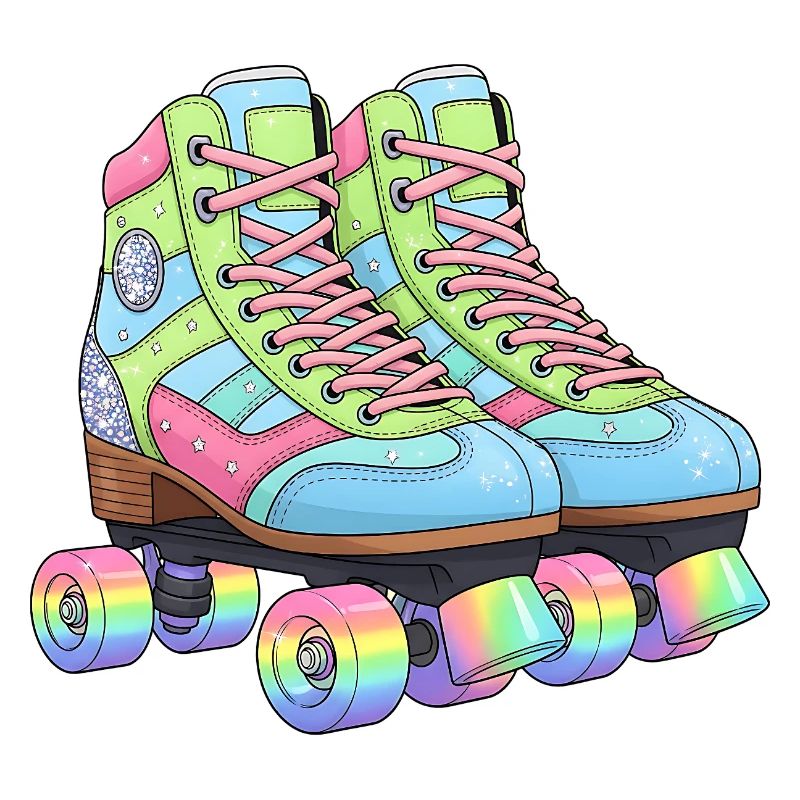 Roller Skates Retro Rainbow 80s 90s