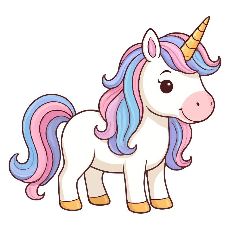 Pastellfarbenes Einhorn mit Regenbogenschopf