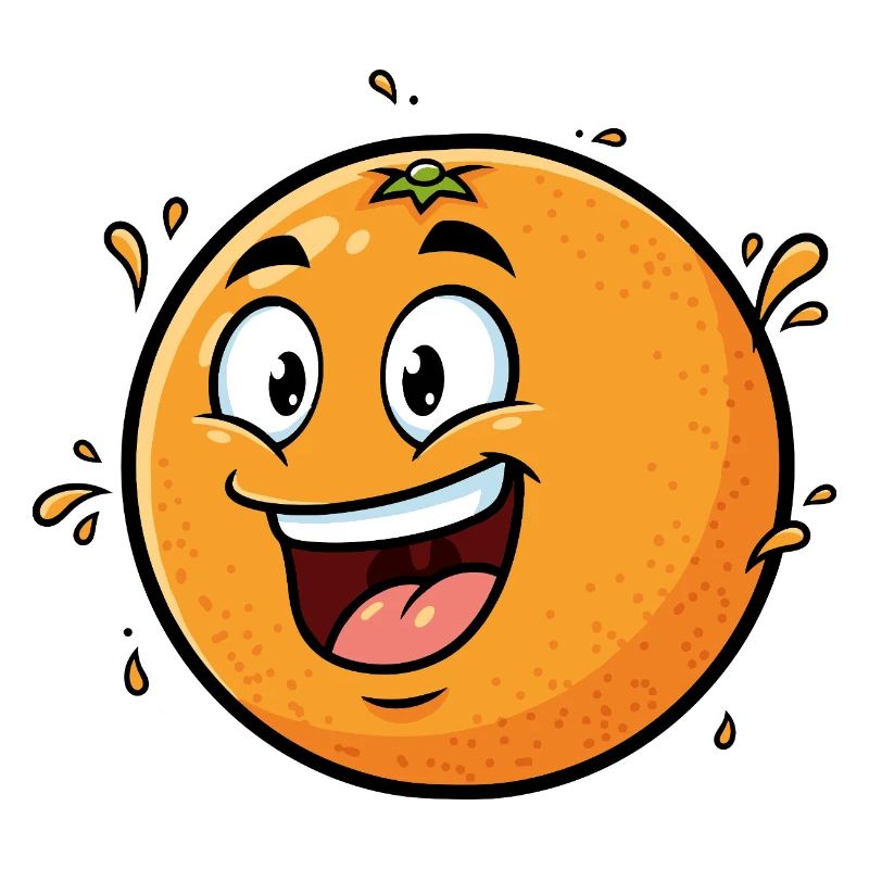 Caricature orange joyeuse