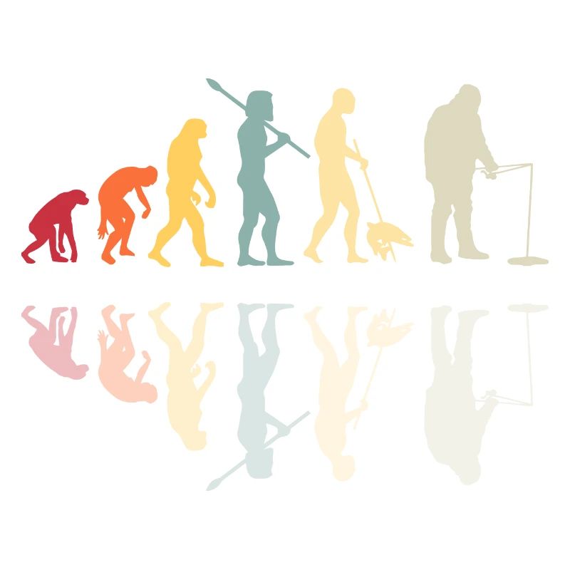 Fischer Menschliche Evolution Vintage Eisfischen