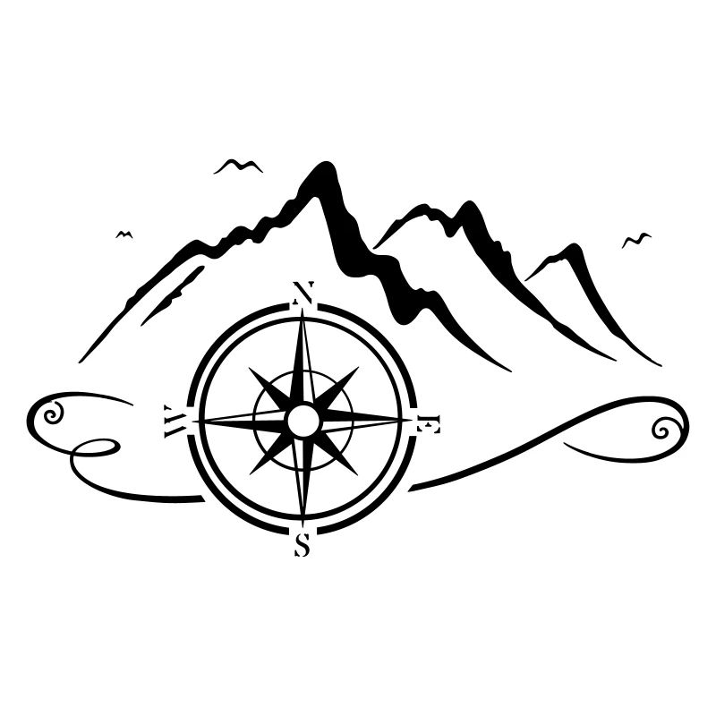 Mountains with compass