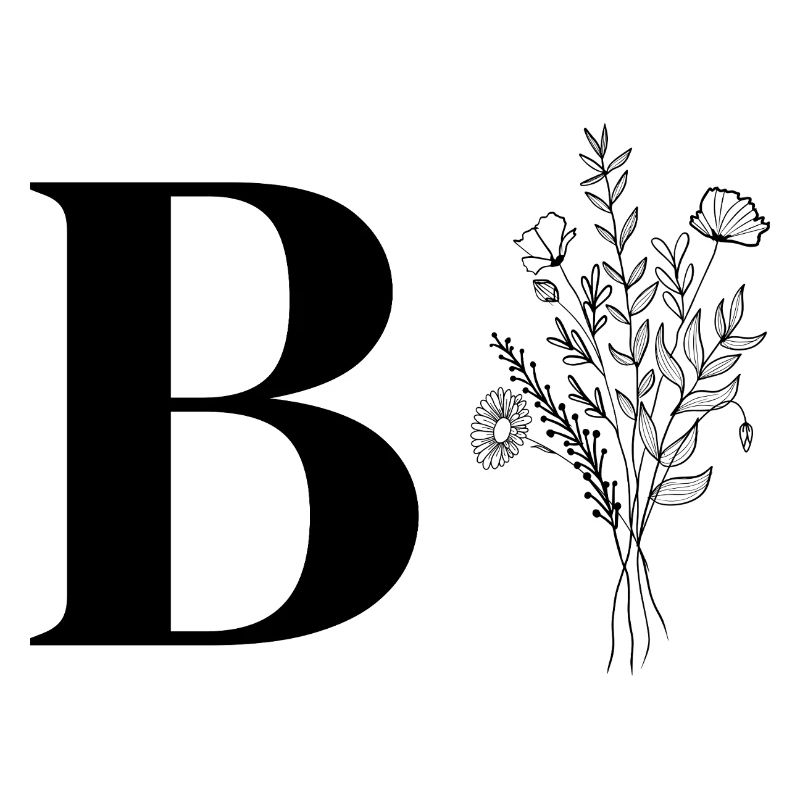 Lette b fleurs minimalistes