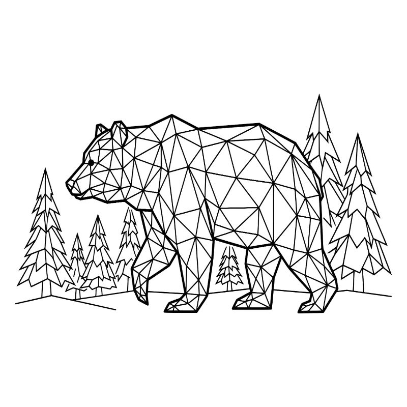 Bear Silhouette Pine Forest Grizzly