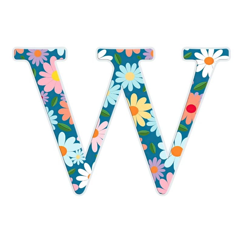 Customizable Monogram W Floral Pattern