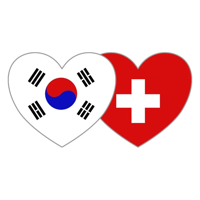 Corée du Sud Suisse Drapeau Coeur