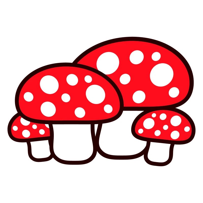 Many Mushrooms Red Dots Pattern Toadstool Fungus