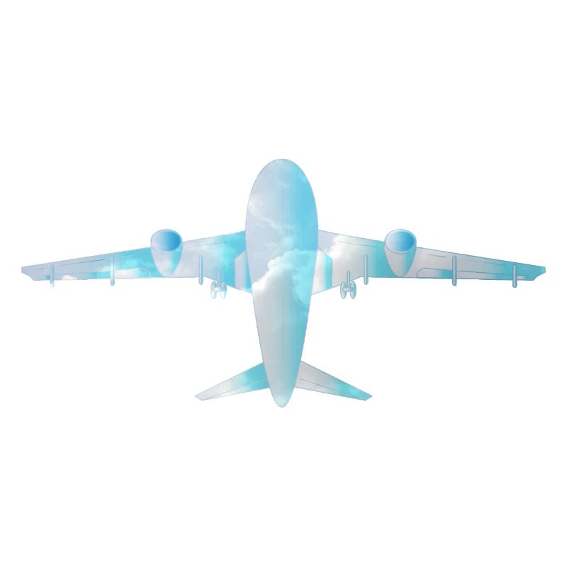 Passenger plane with cloud pattern