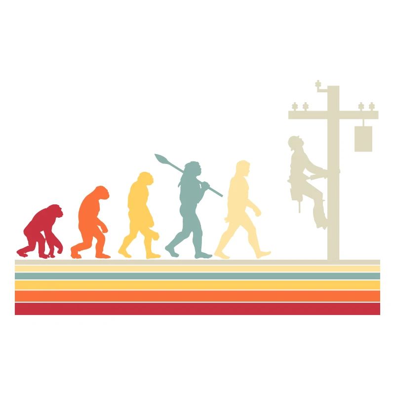 Électricien Human Evolution Vintage Lineman