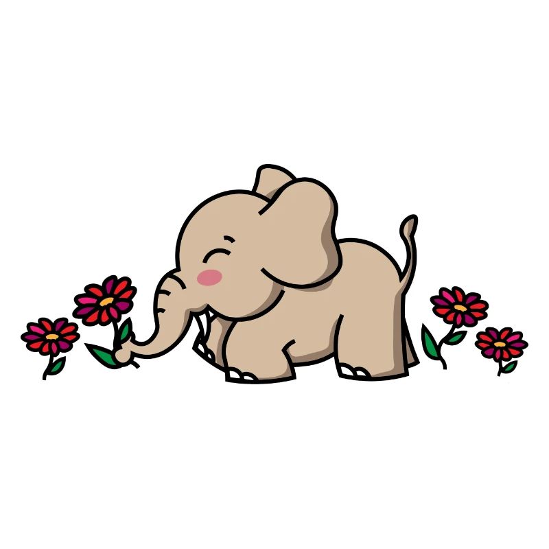 Baby Elefant Geschenk mit Blumen / elephant flower