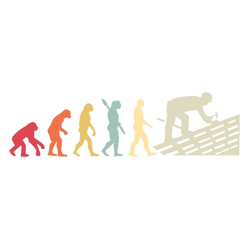 Roofer Human Evolution Retro Vintage Construction