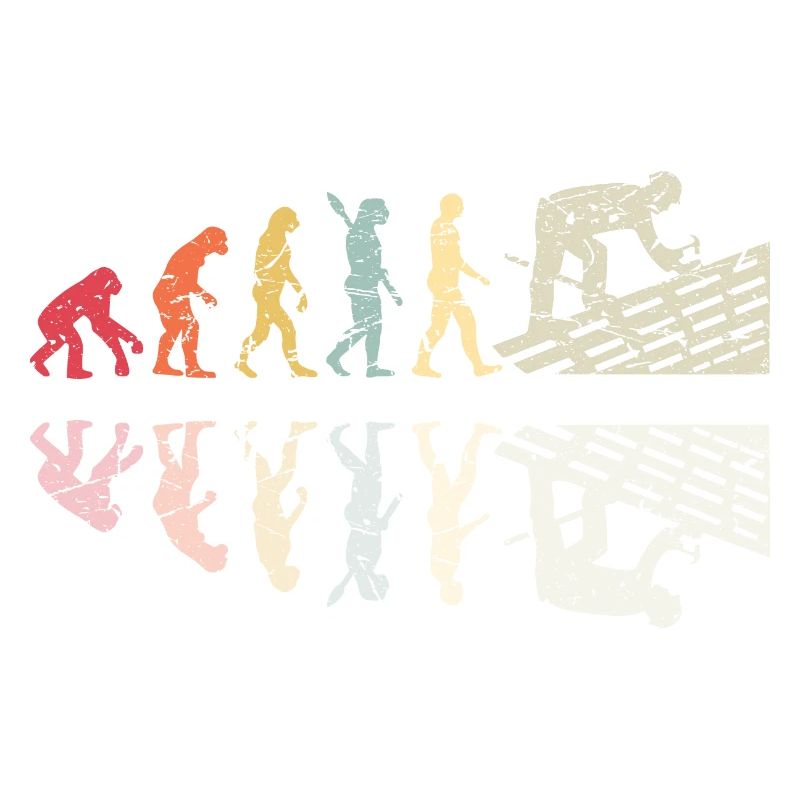 Roofer Human Evolution Retro Vintage Construction