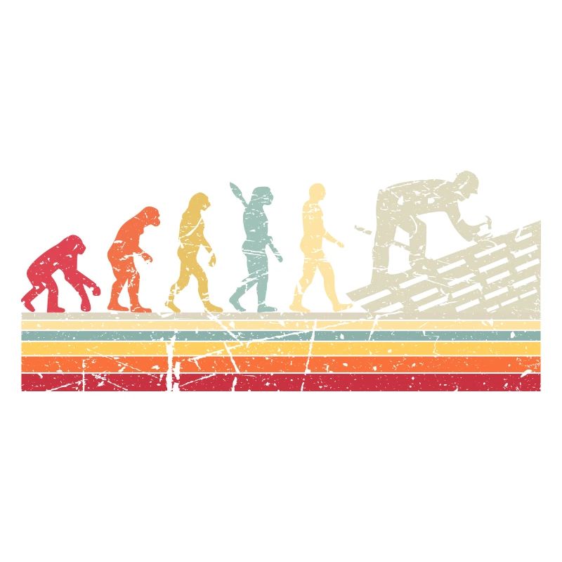 Roofer Human Evolution Retro Vintage Construction