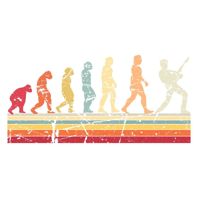 Human Evolution Guitar Band Retro Vintage