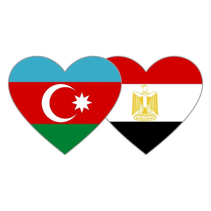 Azerbaïdjan Egypte Drapeau Coeur