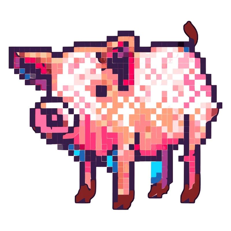 Cochon 8 bits dans un graphique rétro en pixels