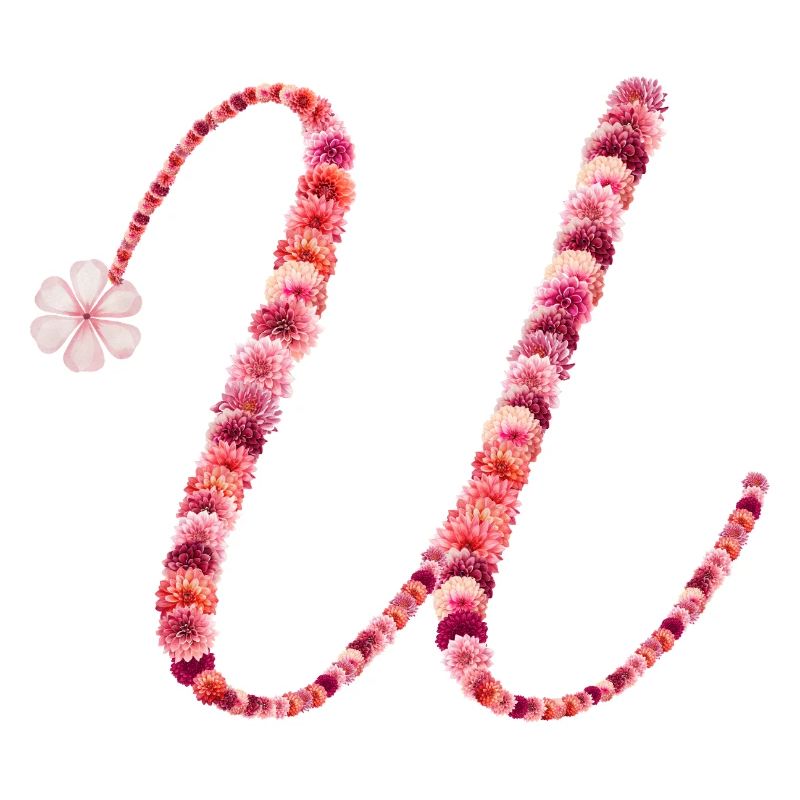 Romantisches Blumenmonogramm "U"