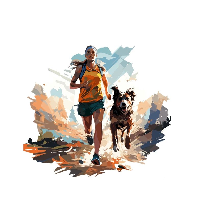 Awesome Runner with Dog Polygon Design
