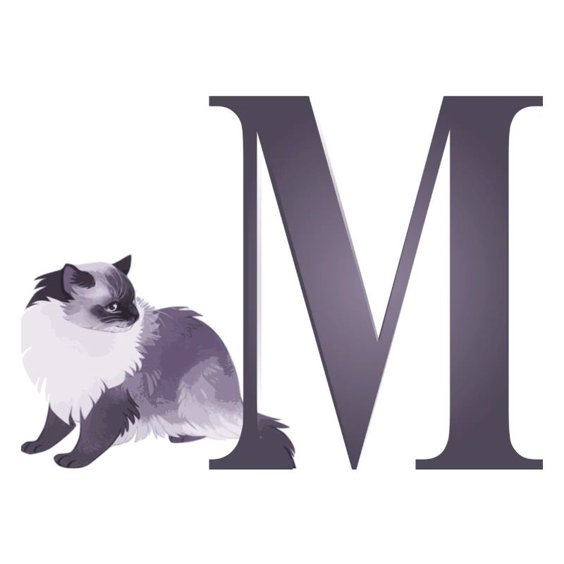 Letter M with curious cat