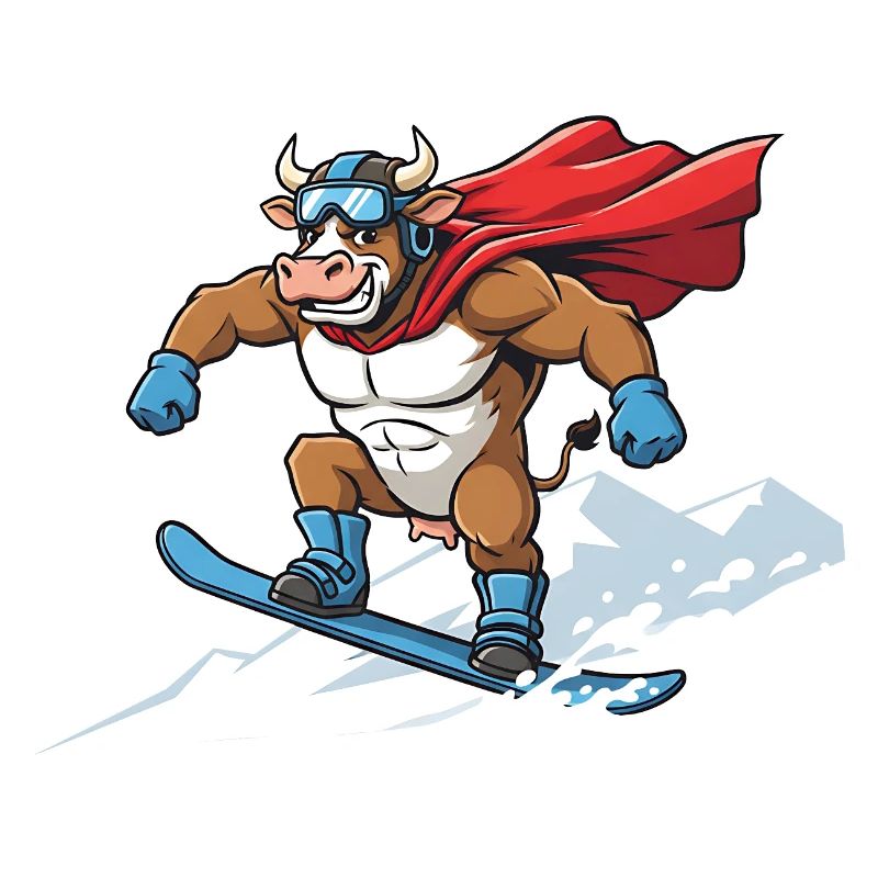 Snowboardender Super Stier Im Schnee