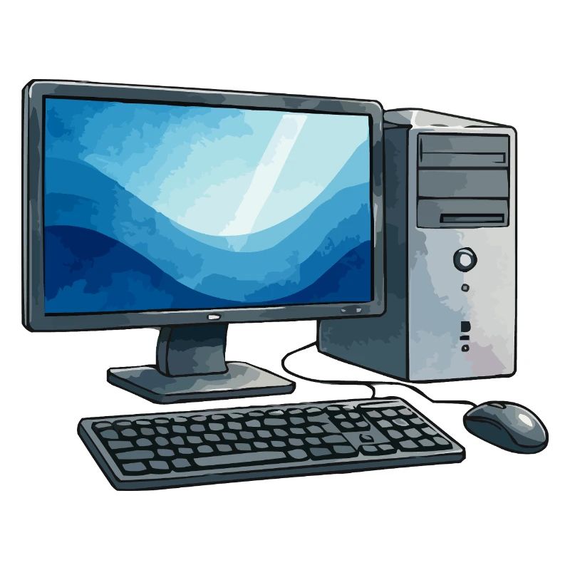 Retro PC Arbeitsstation Illustration