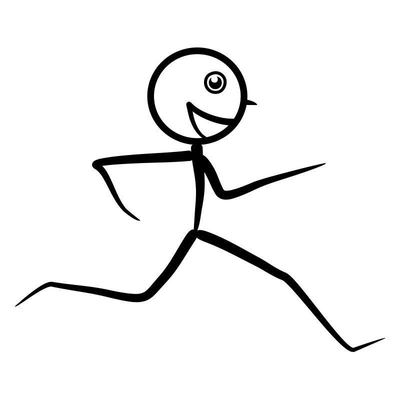 Running stick figure, running