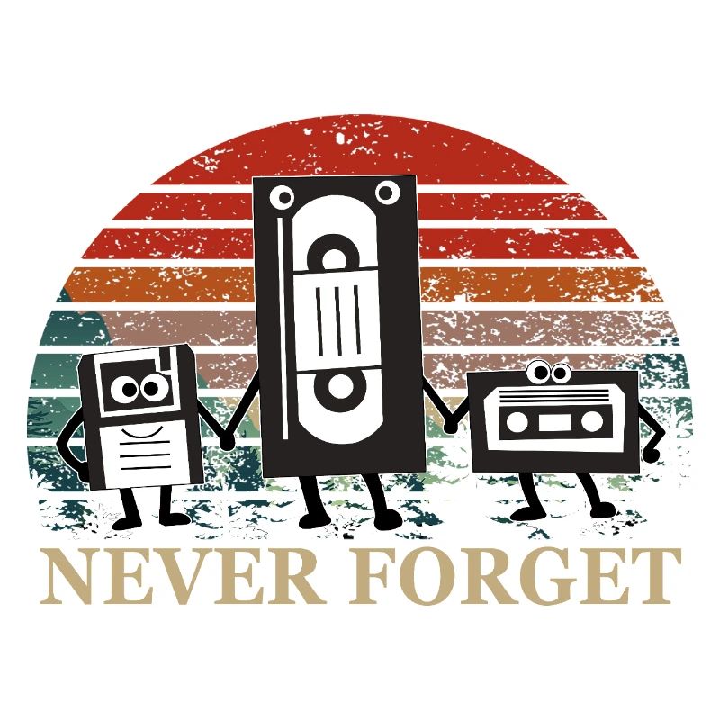 Retro Kassetten-Trio mit Never Forget Theme