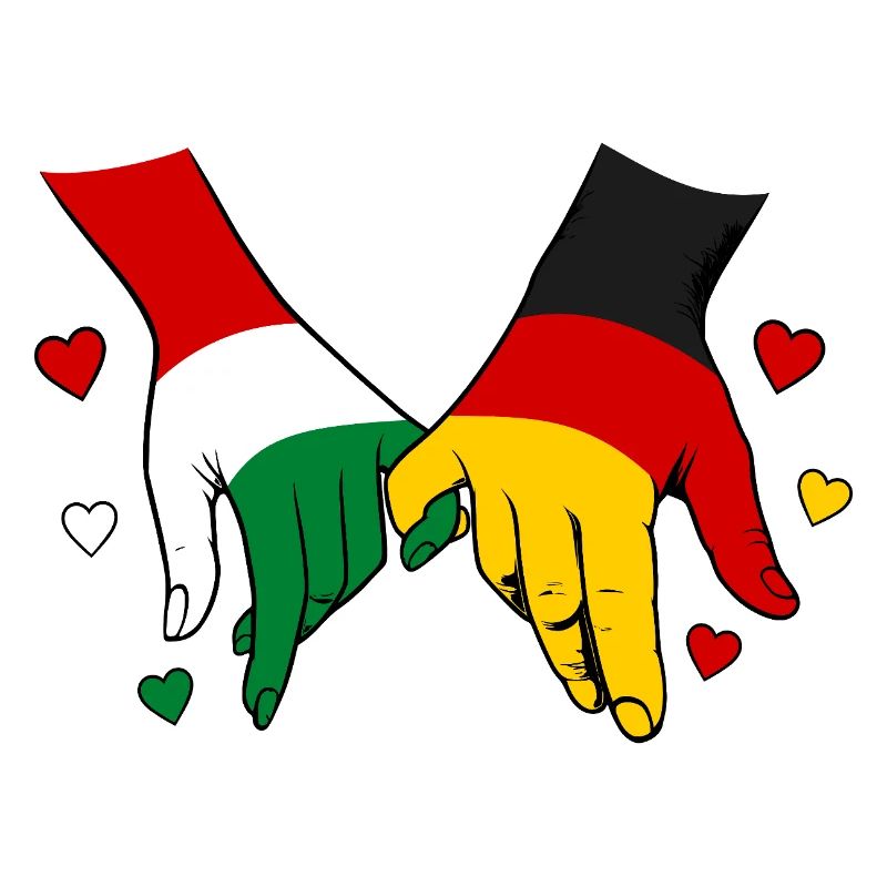 Hungary Germany Flags Holding Hands