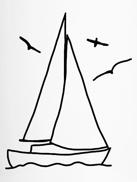 Segelboot mit Möven