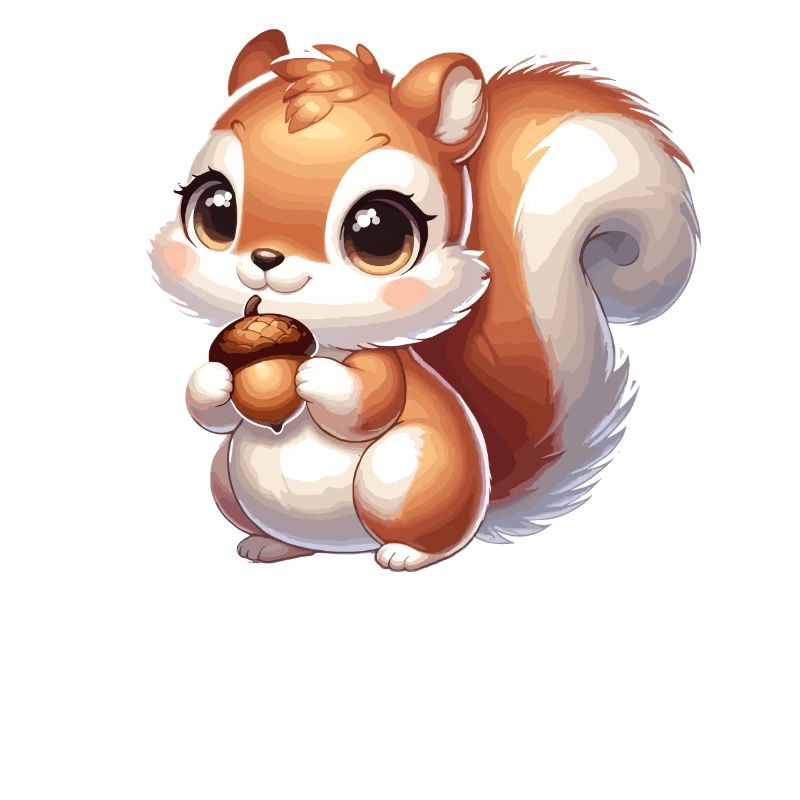 Süßes Eichhörnchen mit einer Nuss in den Händen