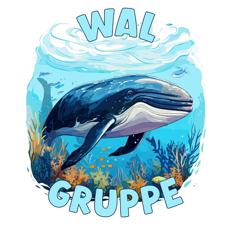 Comic Walgruppe Kindergarten Gruppentier Wal