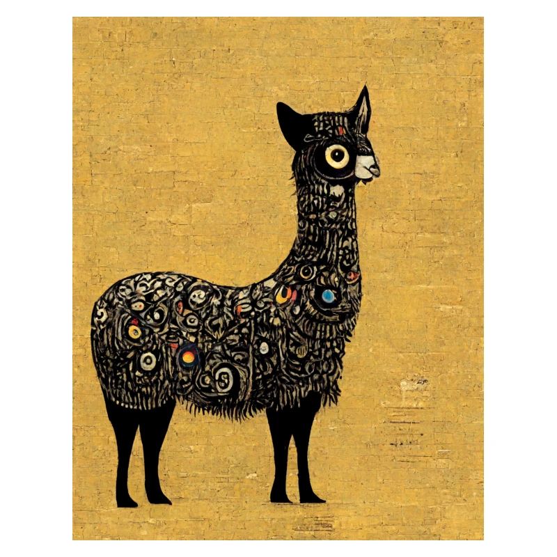 Lama Gemälde Gold