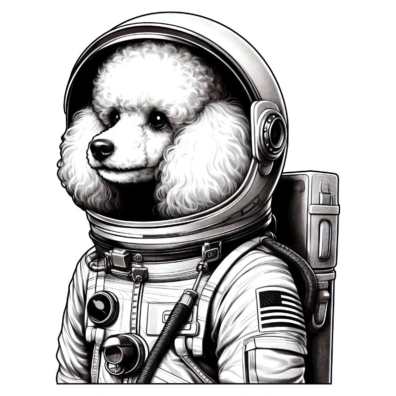 Caniche astronaute dans l’espace émerveillé
