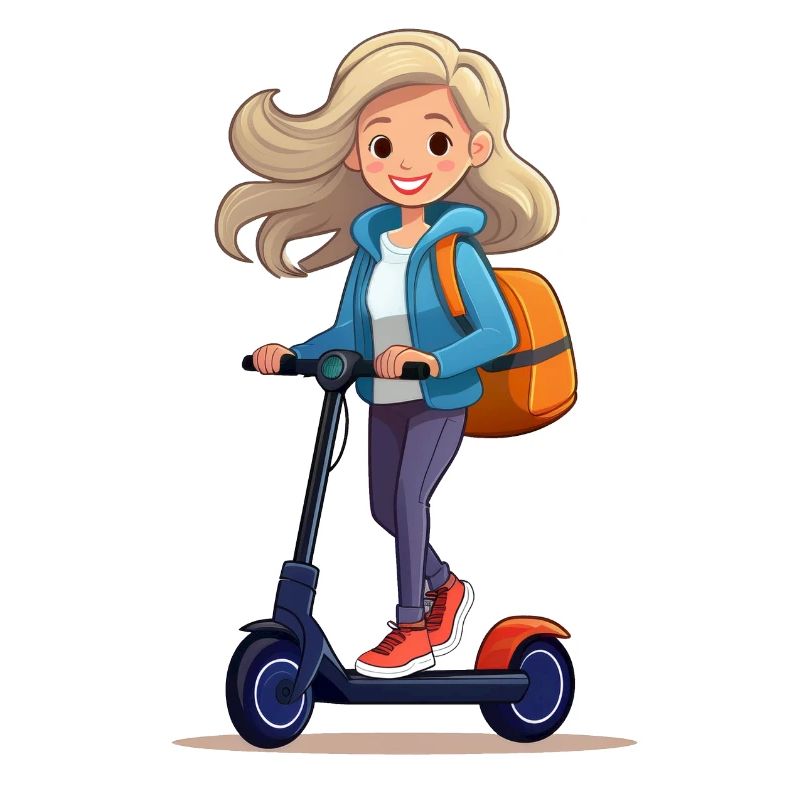 Frau fährt mit einem E-Roller