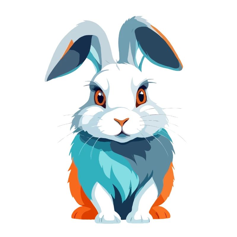 Rabbit Vector Art with Vibrant Colors Illustration
