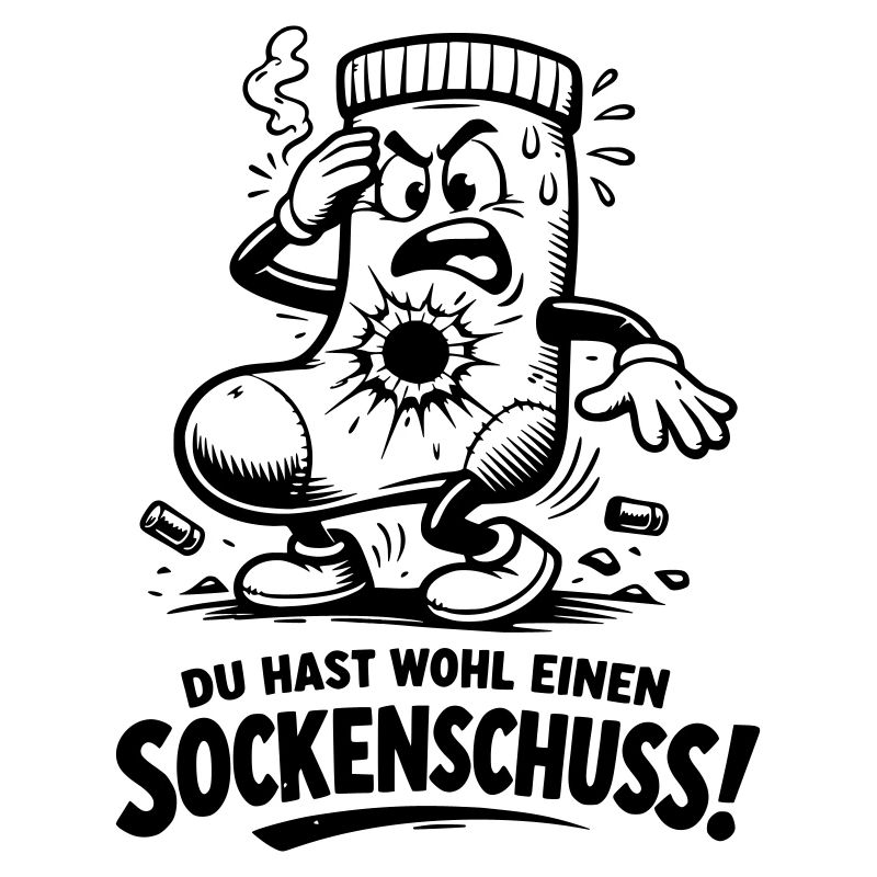 Sockenschuss Illustration mit Spruch