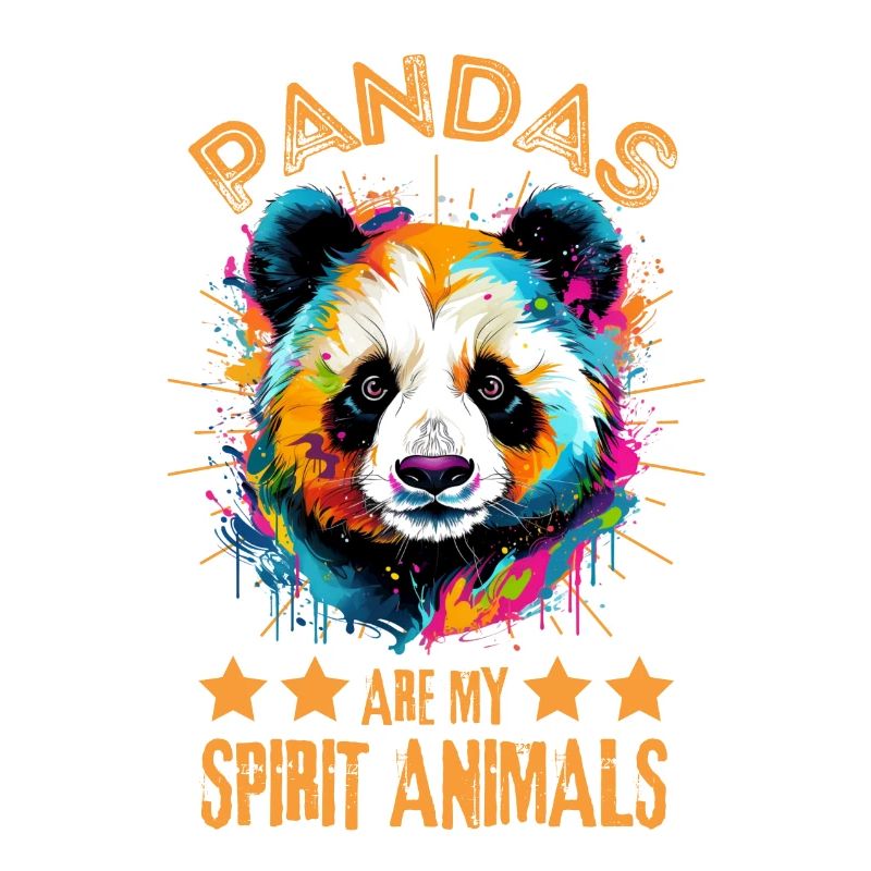 Colorful panda paint blobs paint splashes