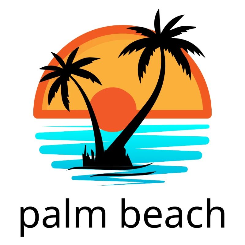 Sunset with palm trees. Palm Beach.
