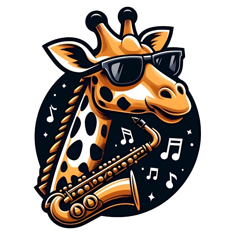 Giraffe mit Saxophon