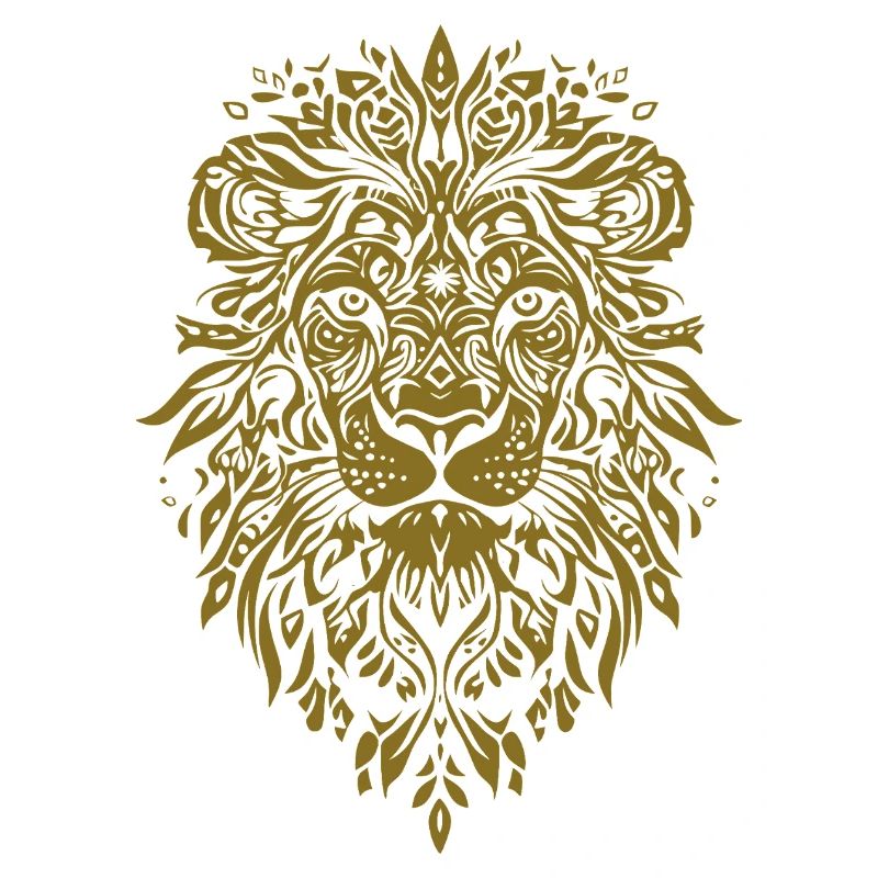Lion head with leaf pattern in gold