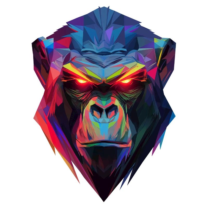 Geometrischer Neon-Gorilla