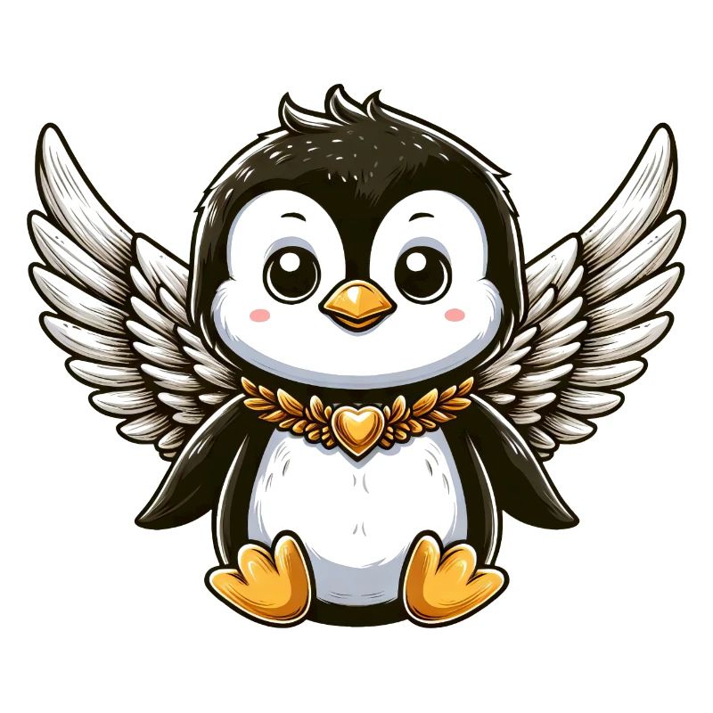 Cute Penguin Angel Comic Design