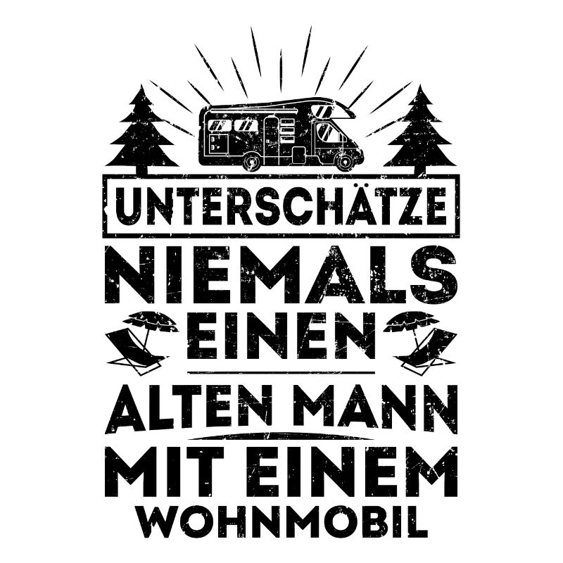 Alter Mann mit Wohnmobil Camping Camper Opa Camp