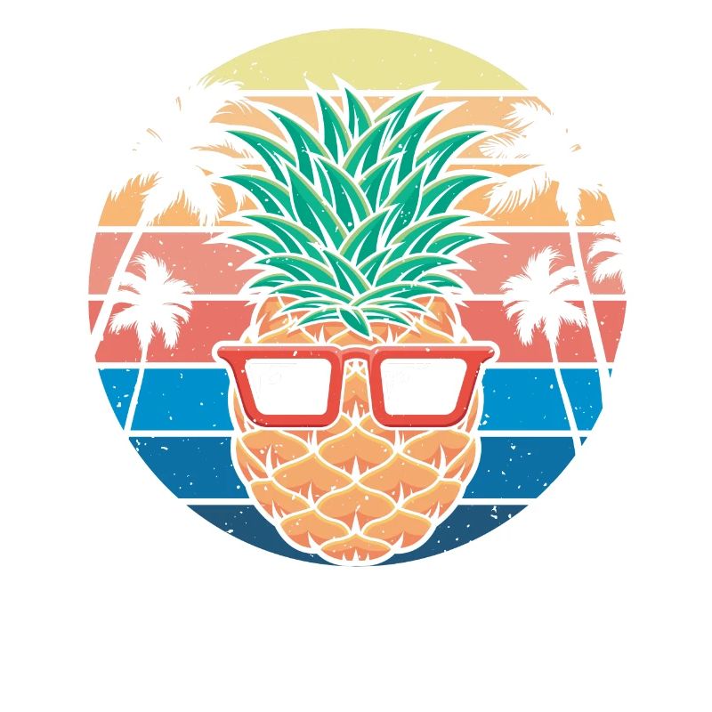 PineApple And Pine Retro Design For Beach